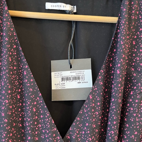 Cooper St wrap dress, small, black patterned - Picture 3 of 4